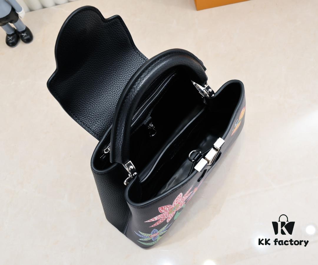 6930762c6e68136f4d9a64c1 Upgraded Version M21755 Black LV x YK Capucines Small Handbag