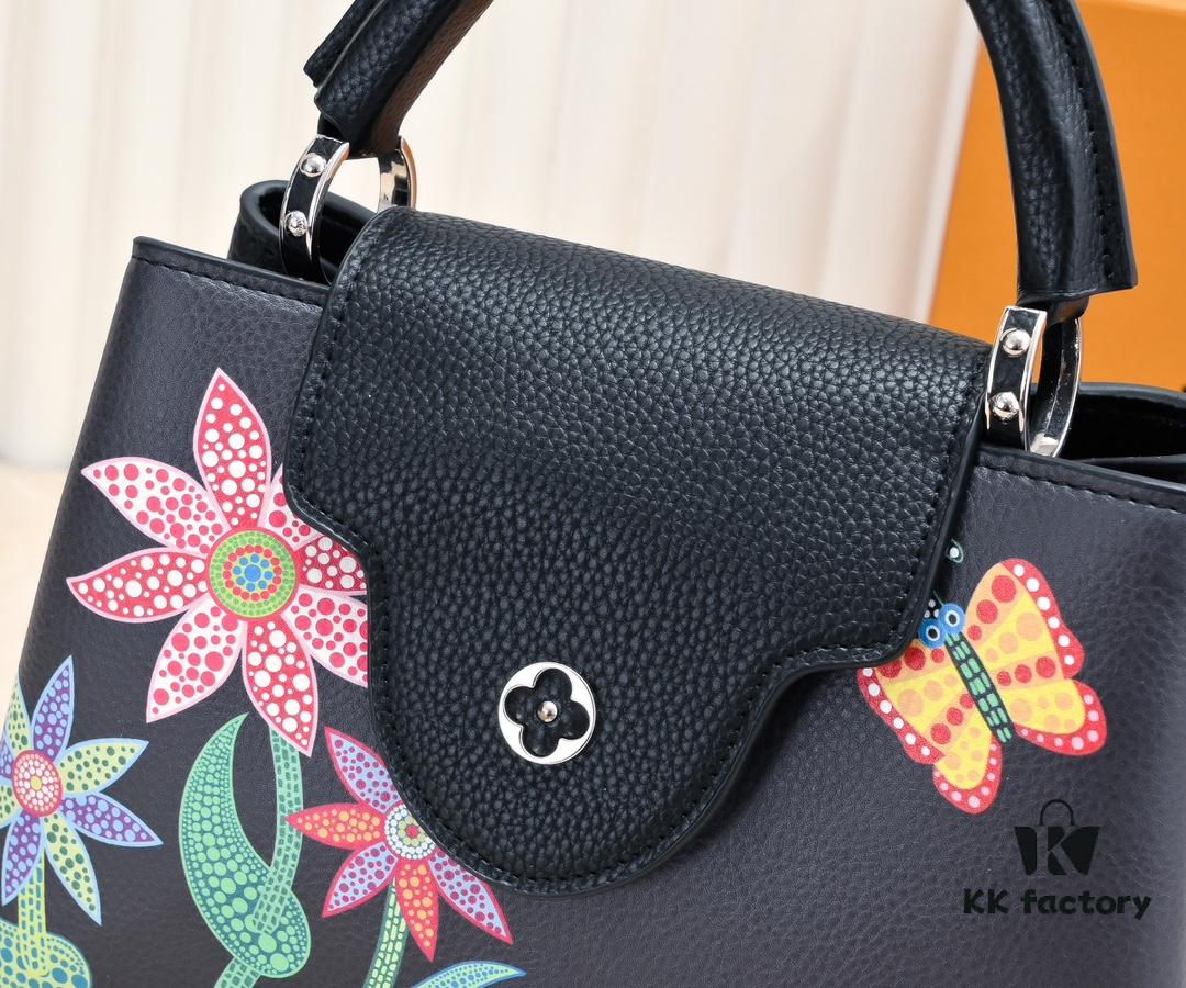 6930762c6e68136f4d9a64c2 Upgraded Version M21755 Black LV x YK Capucines Small Handbag