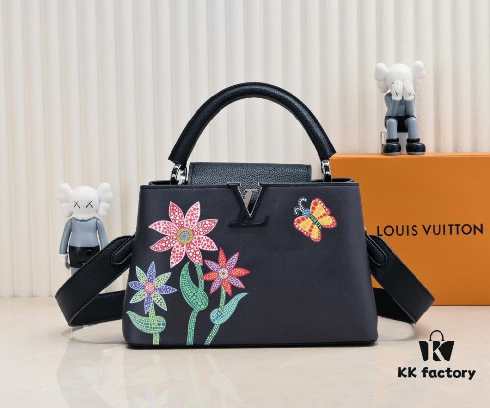 6930762d6e68136f4d9a64c7 Upgraded Version M21756 Black LV x YK Capucines Medium Handbag