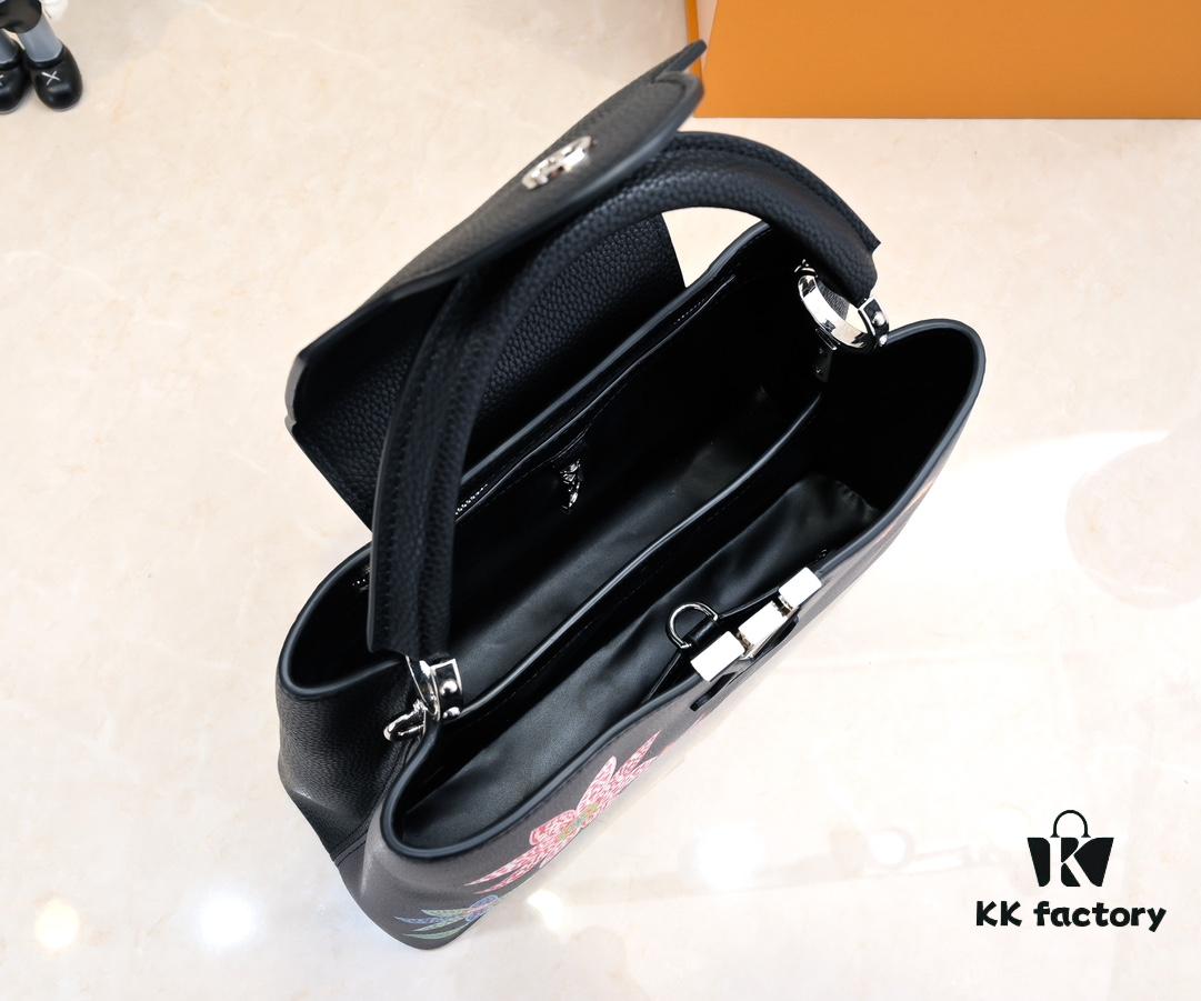 693076306e68136f4d9a64cd Upgraded Version M21756 Black LV x YK Capucines Medium Handbag