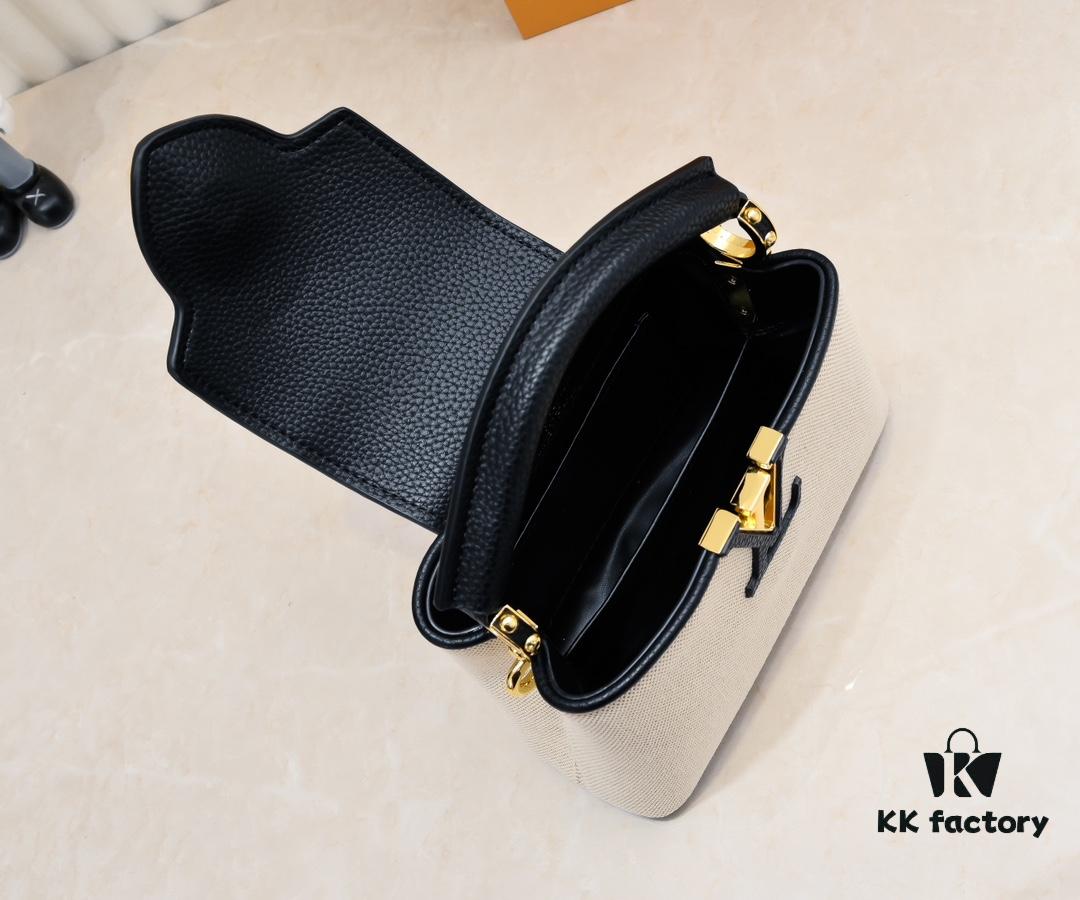 693076326e68136f4d9a64d1 Upgraded M59872 Linen with Black and Gold Hardware