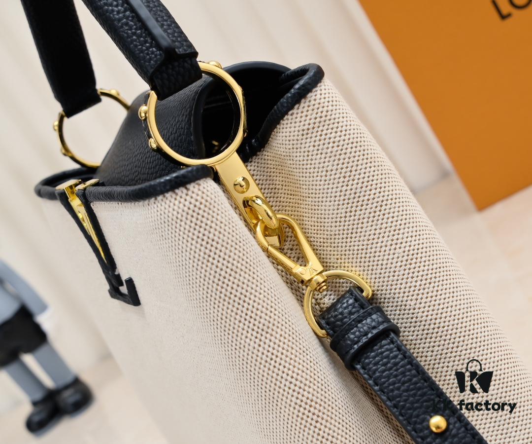 693076356e68136f4d9a64da Upgraded M59873 Linen with Black and Gold Hardware