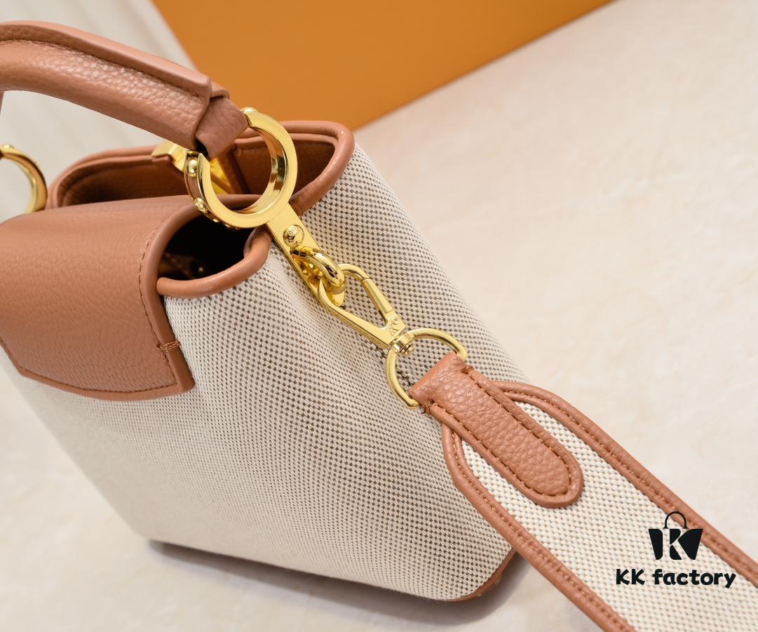 Upgraded M59872 Linen with Light Earth-Gold Tone Hardware