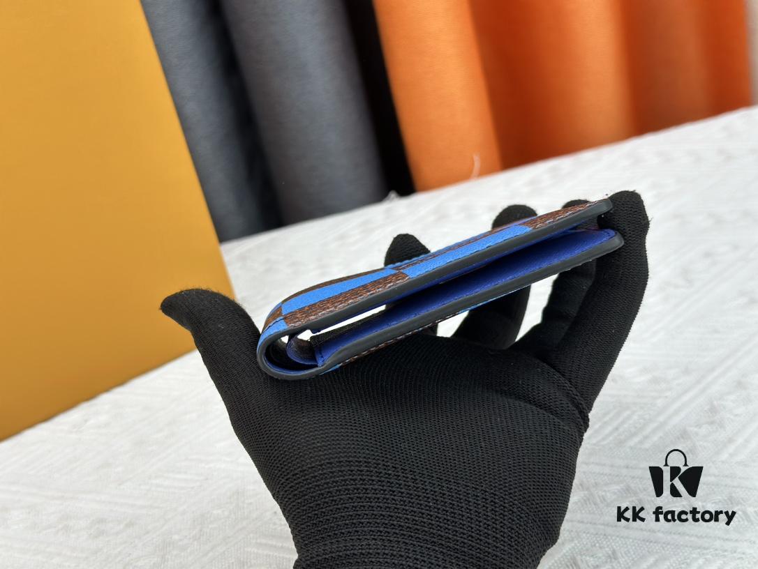 693076786e68136f4d9a6571 Wallet Model: M40452 Deep Blue Check Louis Vuitton Classic Brazza Wallet