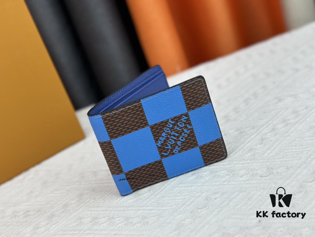 6930767b6e68136f4d9a6575 Wallet Model: M40452 Deep Blue Check Louis Vuitton Classic Brazza Wallet