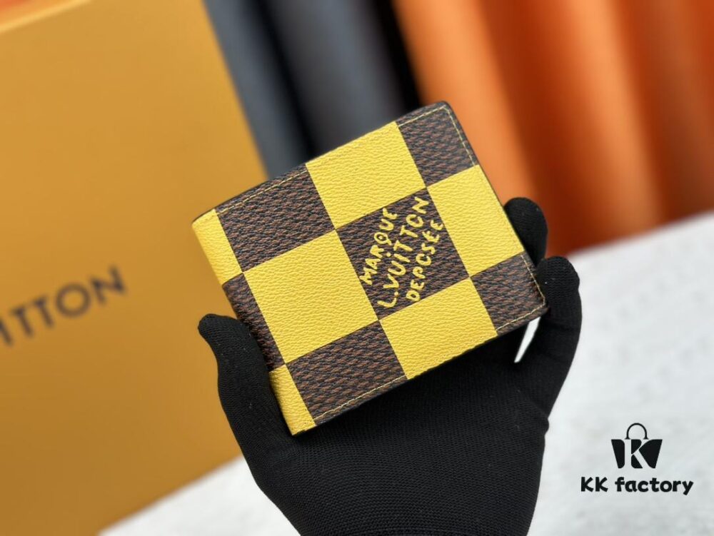 Wallet Model: M40452 Yellow Checkered Louis Vuitton Classic Brazza Wallet