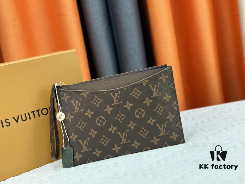 693076aa6e68136f4d9a65c5 M60910, Real Item Photography, Exquisitely Crafted Pallas Clutch Combining Classic Monogram Canvas with Vibrant Colors for a Delightful Effect