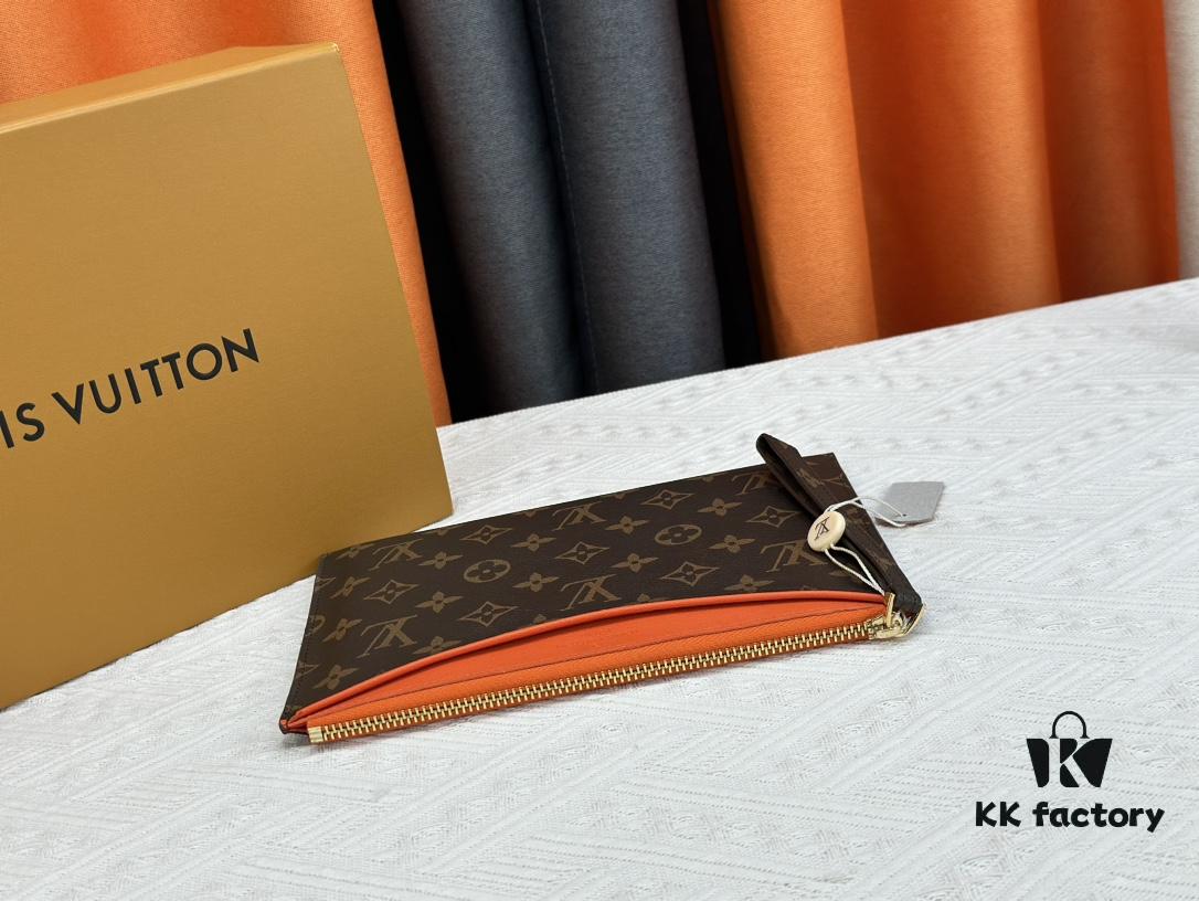 693076c66e68136f4d9a6601 M60910, Real Item Photography, This Exquisitely Crafted Pallas Clutch Combines Classic Monogram Canvas with Vibrant Colors for a Delightful Effect