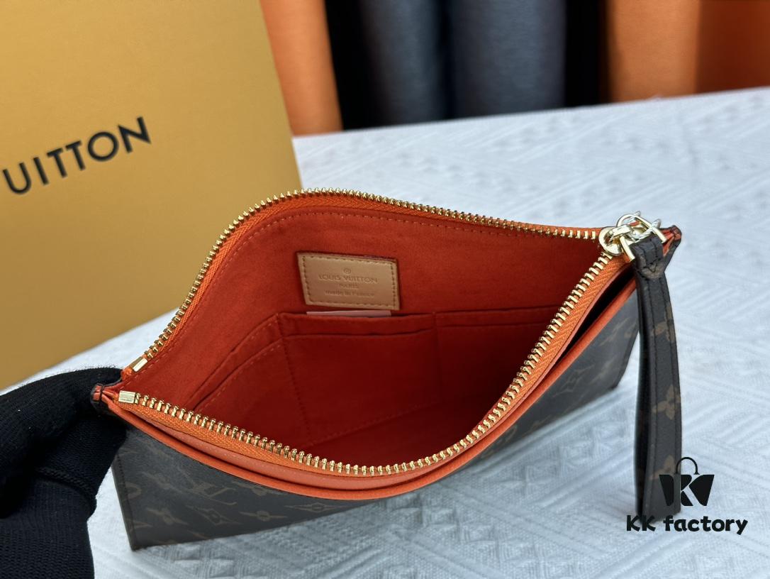 693076c66e68136f4d9a6604 M60910, Real Item Photography, This Exquisitely Crafted Pallas Clutch Combines Classic Monogram Canvas with Vibrant Colors for a Delightful Effect