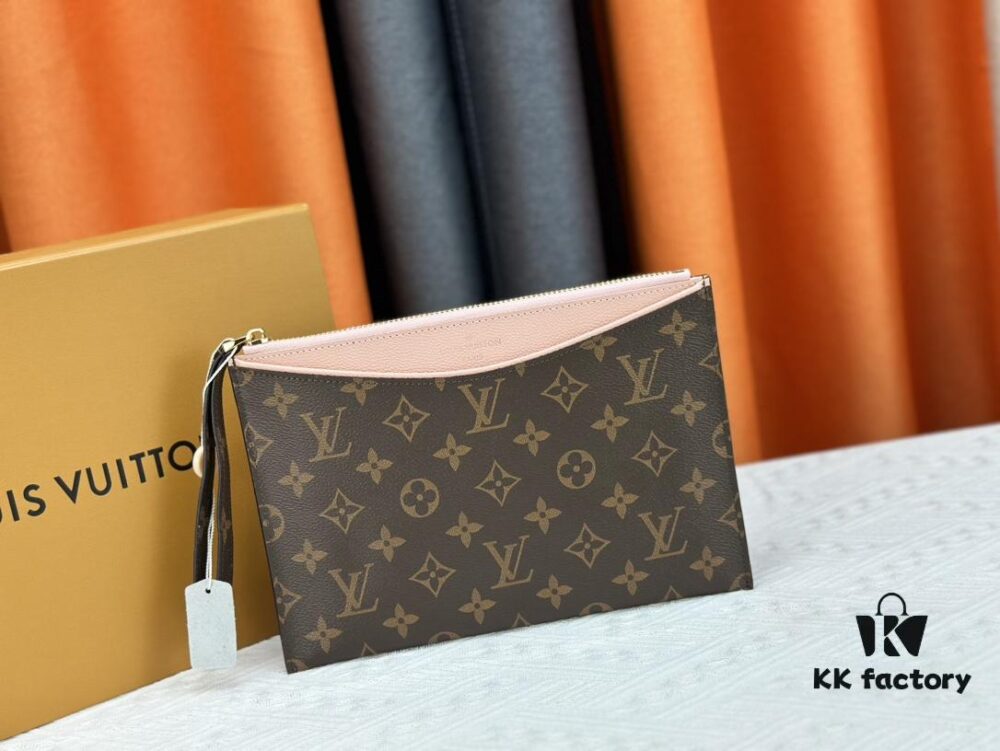 693076cd6e68136f4d9a660f M60910, Real Item Photography, Exquisitely Crafted Pallas Clutch Combining Classic Monogram Canvas with Vibrant Colors for a Delightful Effect