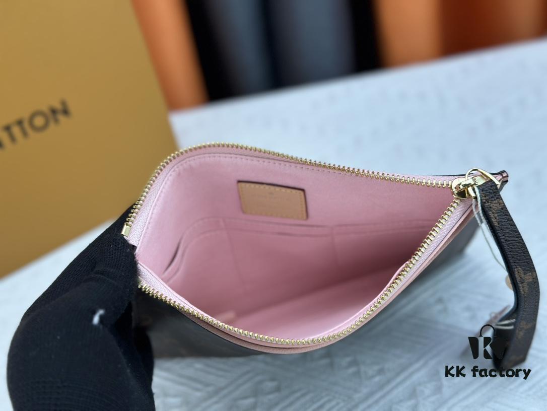 693076cf6e68136f4d9a6612 M60910, Real Item Photography, Exquisitely Crafted Pallas Clutch Combining Classic Monogram Canvas with Vibrant Colors for a Delightful Effect