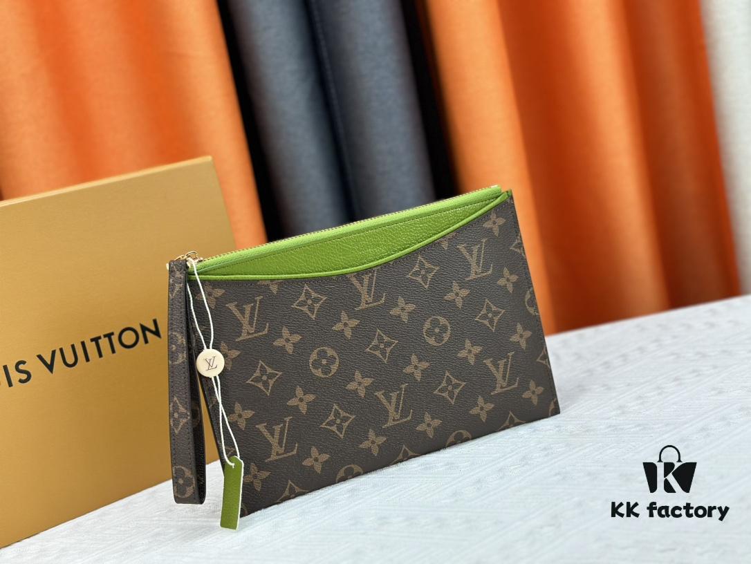 693076d26e68136f4d9a6616 M60910, Real Item Photography, Exquisitely Crafted Pallas Clutch Combining Classic Monogram Canvas with Vibrant Colors for a Pleasing Effect