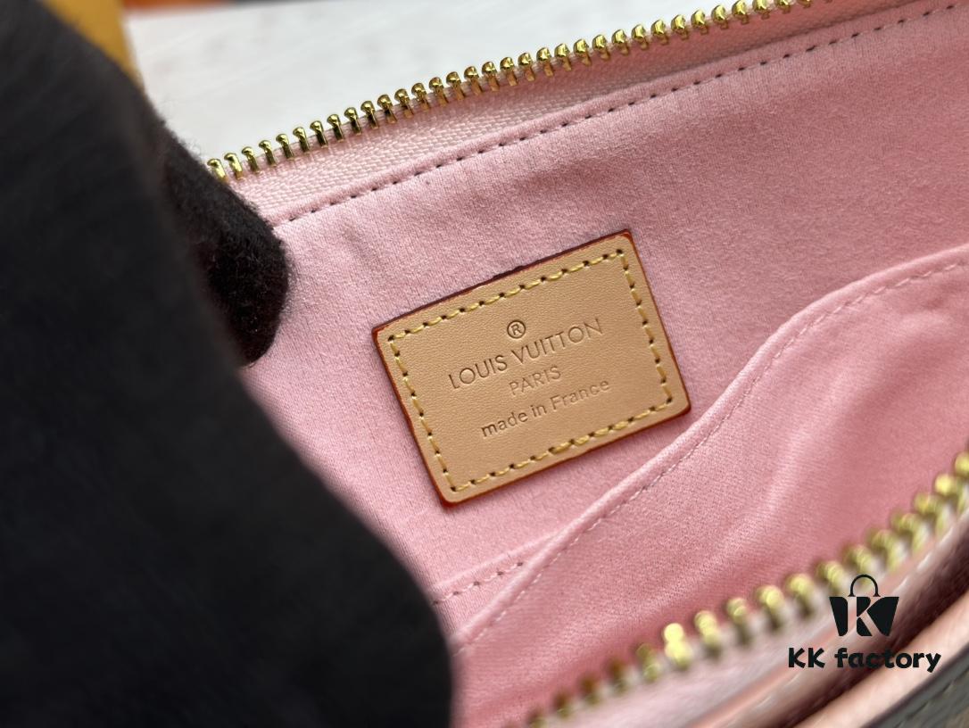 693076d26e68136f4d9a6617 M60910, Real Item Photography, Exquisitely Crafted Pallas Clutch Combining Classic Monogram Canvas with Vibrant Colors for a Delightful Effect