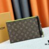 693076d36e68136f4d9a6619 M60910, Real Item Photography, Exquisitely Crafted Pallas Clutch Combining Classic Monogram Canvas with Vibrant Colors for a Pleasing Effect