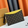 693076dc6e68136f4d9a6629 M60910, Real Item Photography, Exquisitely Crafted Pallas Clutch Combining Classic Monogram Canvas with Vibrant Colors for a Delightful Effect
