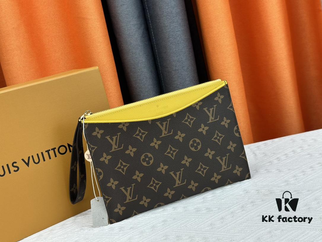 693076dc6e68136f4d9a6629 M60910, Real Item Photography, Exquisitely Crafted Pallas Clutch Combining Classic Monogram Canvas with Vibrant Colors for a Delightful Effect
