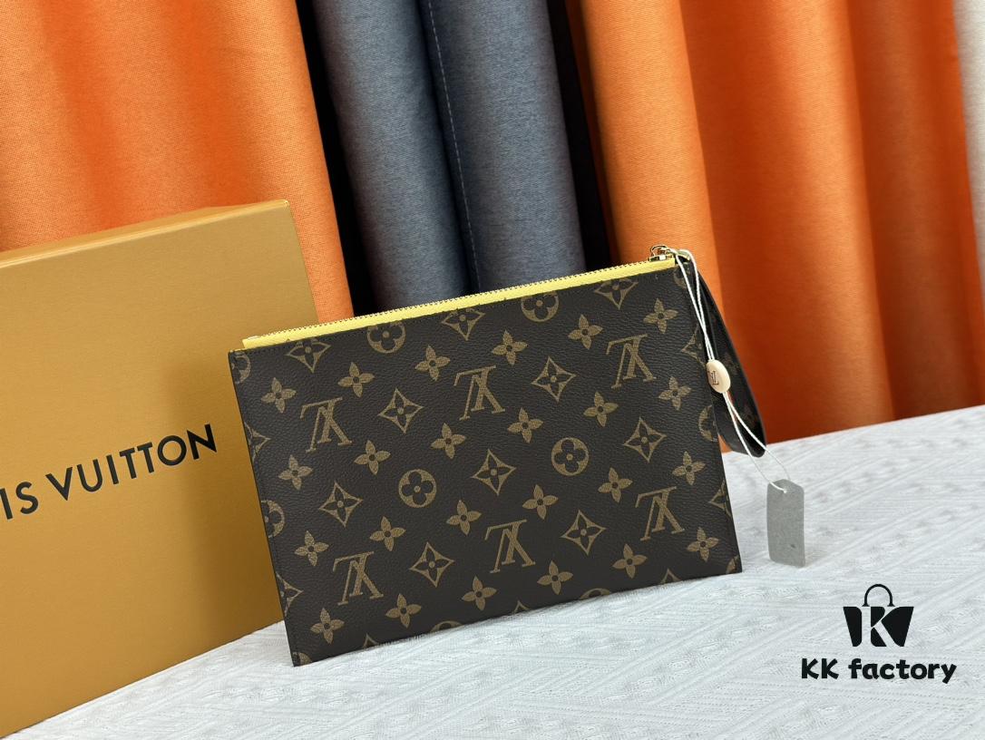 693076dd6e68136f4d9a662a M60910, Real Item Photography, Exquisitely Crafted Pallas Clutch Combining Classic Monogram Canvas with Vibrant Colors for a Delightful Effect