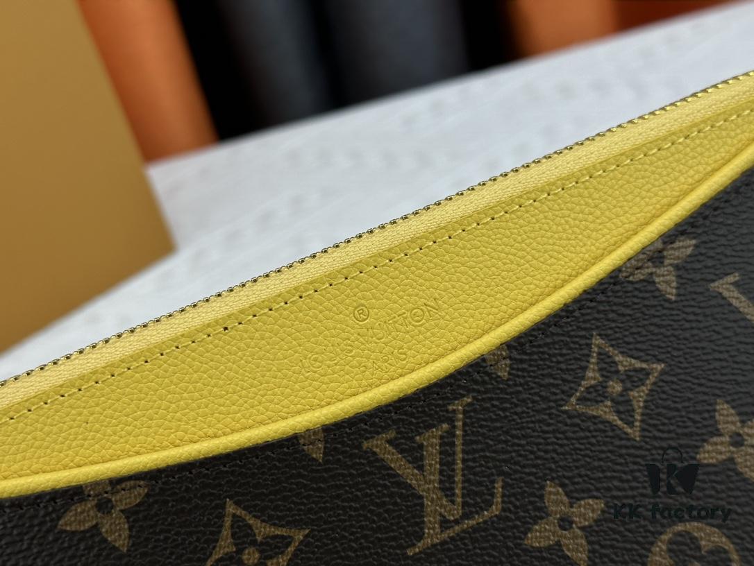 693076e06e68136f4d9a662f M60910, Real Item Photography, Exquisitely Crafted Pallas Clutch Combining Classic Monogram Canvas with Vibrant Colors for a Delightful Effect