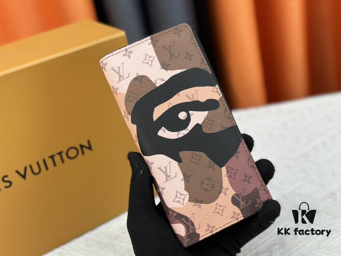 Wallet Model: N62665 Louis Vuitton Classic Brazza Wallet in Damier Graphite Pixel Canvas with Digital-Inspired Design