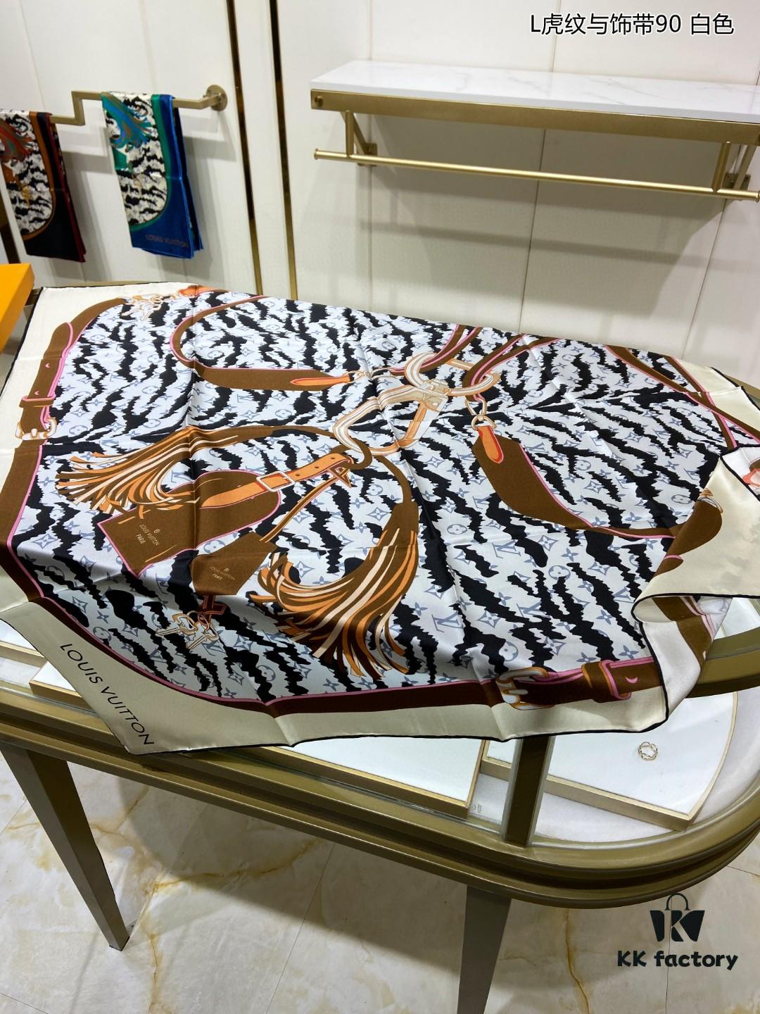 693077316e68136f4d9a66d7 L Tiger Stripe and Trim 90 — Monogram Print on Premium Silk