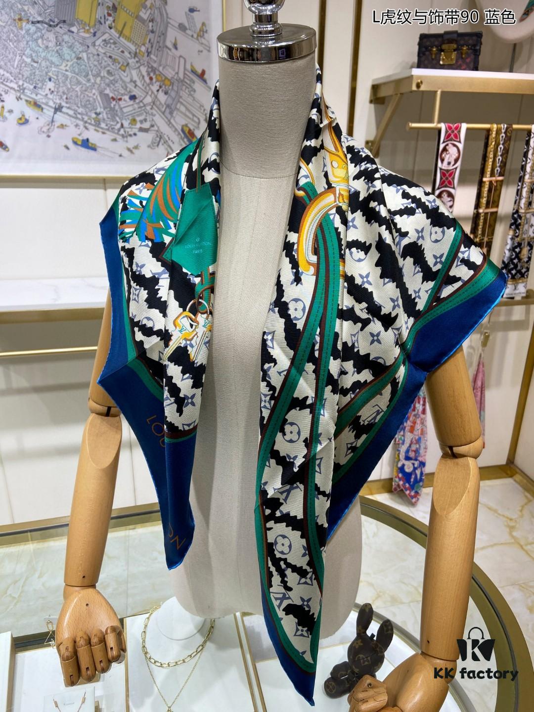 693077356e68136f4d9a66de Luxury LV Monogram Tiger Stripe Silk Scarf - Premium Quality 90x90cm Real Silk