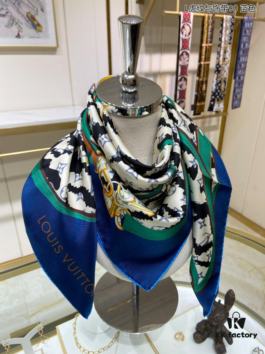 693077356e68136f4d9a66df Luxury LV Monogram Tiger Stripe Silk Scarf - Premium Quality 90x90cm Real Silk
