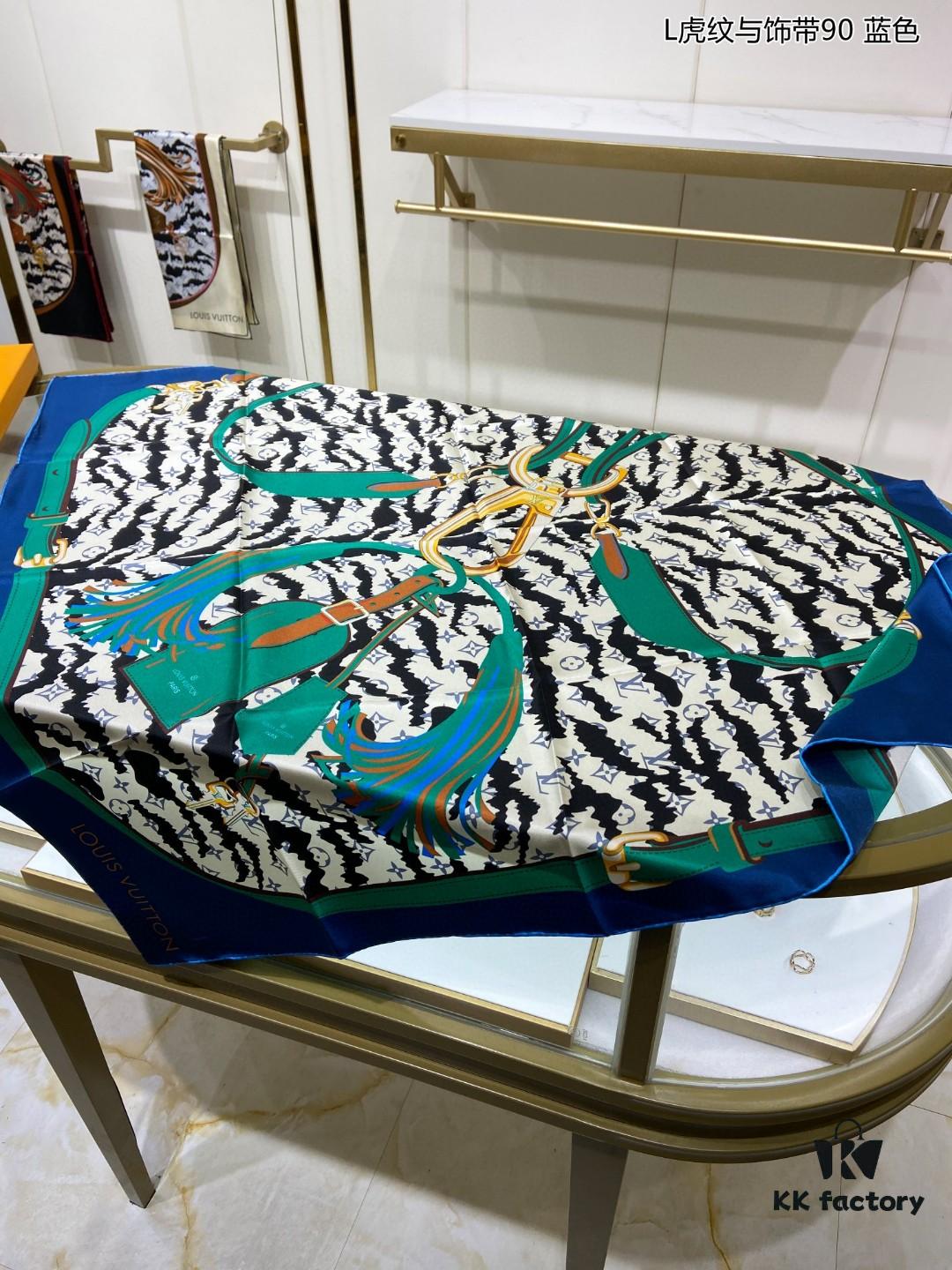 693077366e68136f4d9a66e1 Luxury LV Monogram Tiger Stripe Silk Scarf - Premium Quality 90x90cm Real Silk
