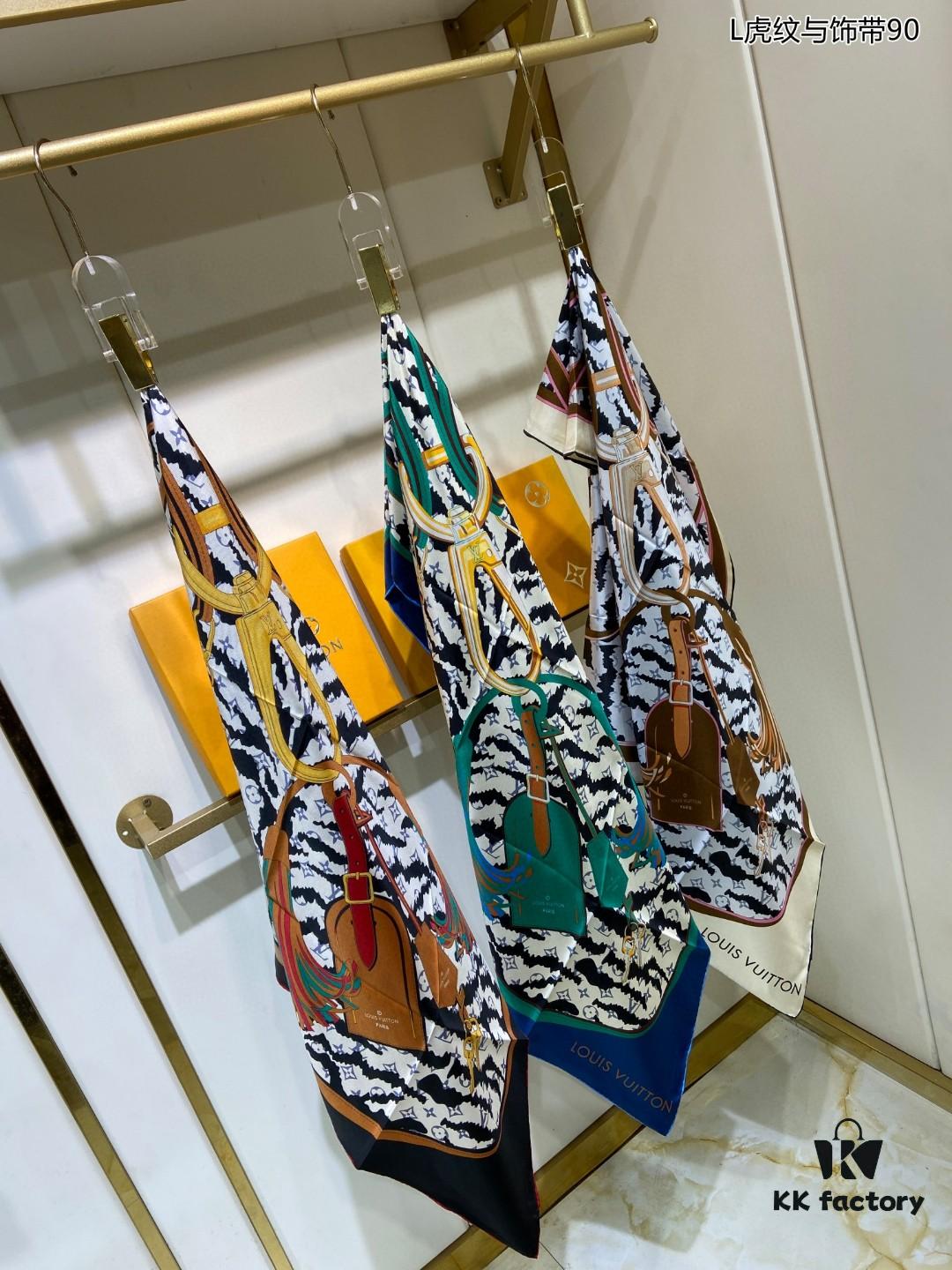 693077366e68136f4d9a66e2 Luxury LV Monogram Tiger Stripe Silk Scarf - Premium Quality 100% Twill Silk 90x90cm