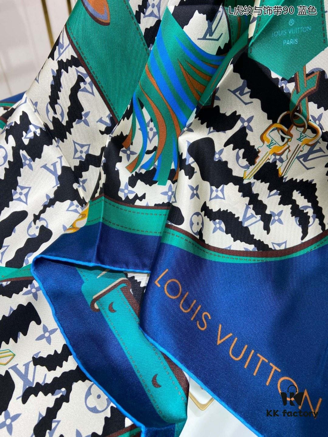 693077376e68136f4d9a66e3 Luxury LV Monogram Tiger Stripe Silk Scarf - Premium Quality 90x90cm Real Silk