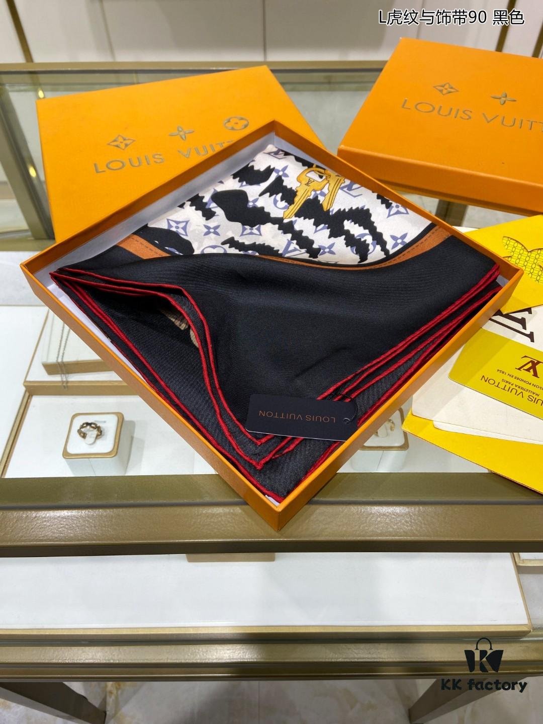 693077396e68136f4d9a66e6 Luxury LV Monogram Tiger Stripe Silk Scarf - Premium Quality 100% Twill Silk 90x90cm