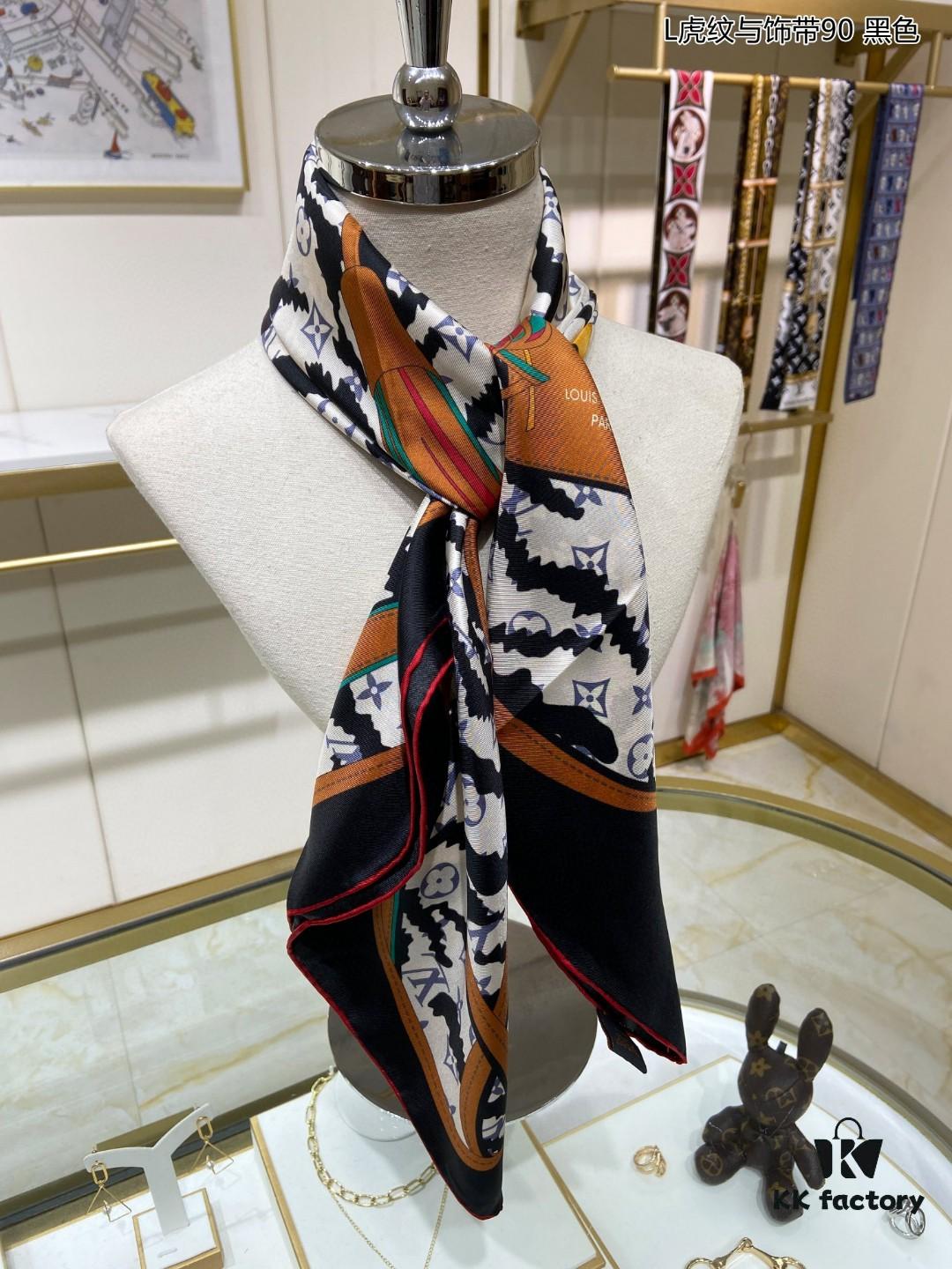 6930773a6e68136f4d9a66e8 Luxury LV Monogram Tiger Stripe Silk Scarf - Premium Quality 100% Twill Silk 90x90cm