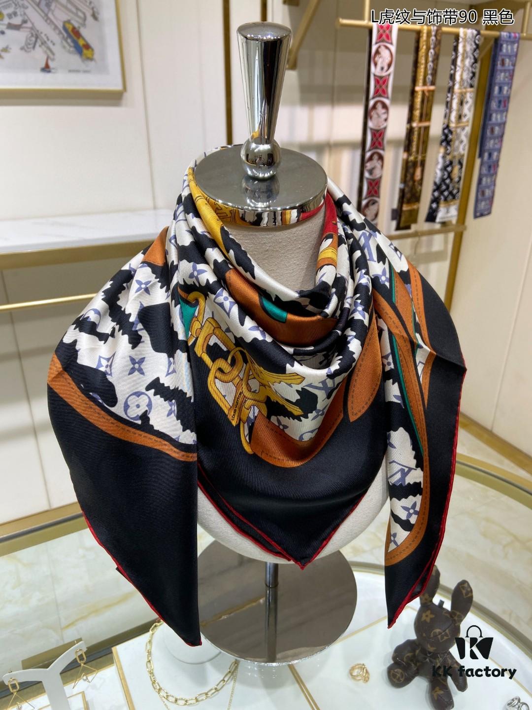 6930773a6e68136f4d9a66e9 Luxury LV Monogram Tiger Stripe Silk Scarf - Premium Quality 100% Twill Silk 90x90cm