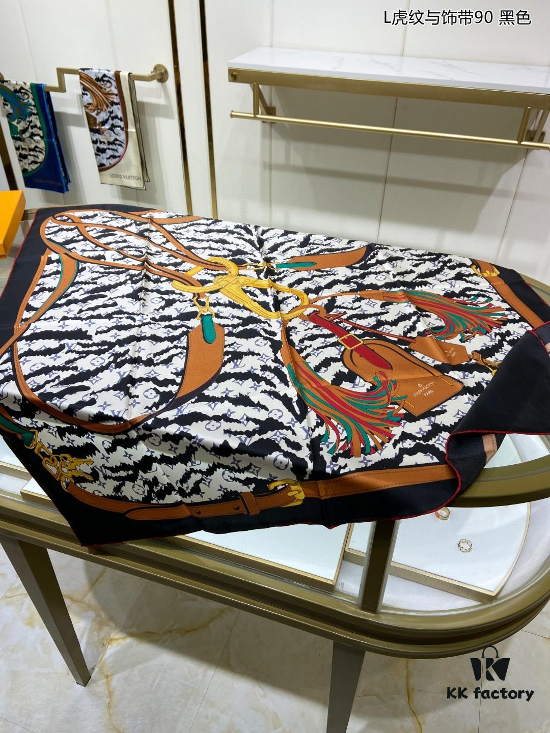 6930773c6e68136f4d9a66ec Luxury LV Monogram Tiger Stripe Silk Scarf - Premium Quality 100% Twill Silk 90x90cm