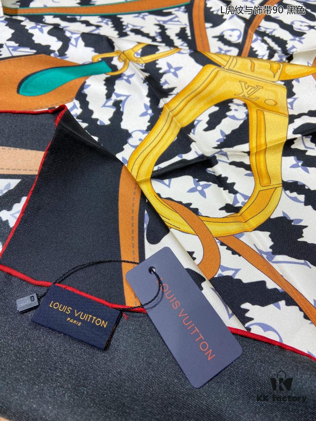 6930773c6e68136f4d9a66ed Luxury LV Monogram Tiger Stripe Silk Scarf - Premium Quality 100% Twill Silk 90x90cm