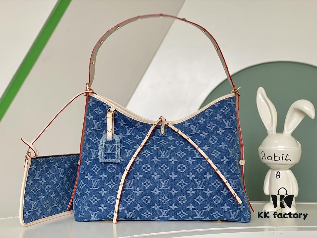 693077d36e68136f4d9a6813 Louis Vuitton M46855 Blue Denim Shopping Bag Series M46197 CarryAll Medium Handbag