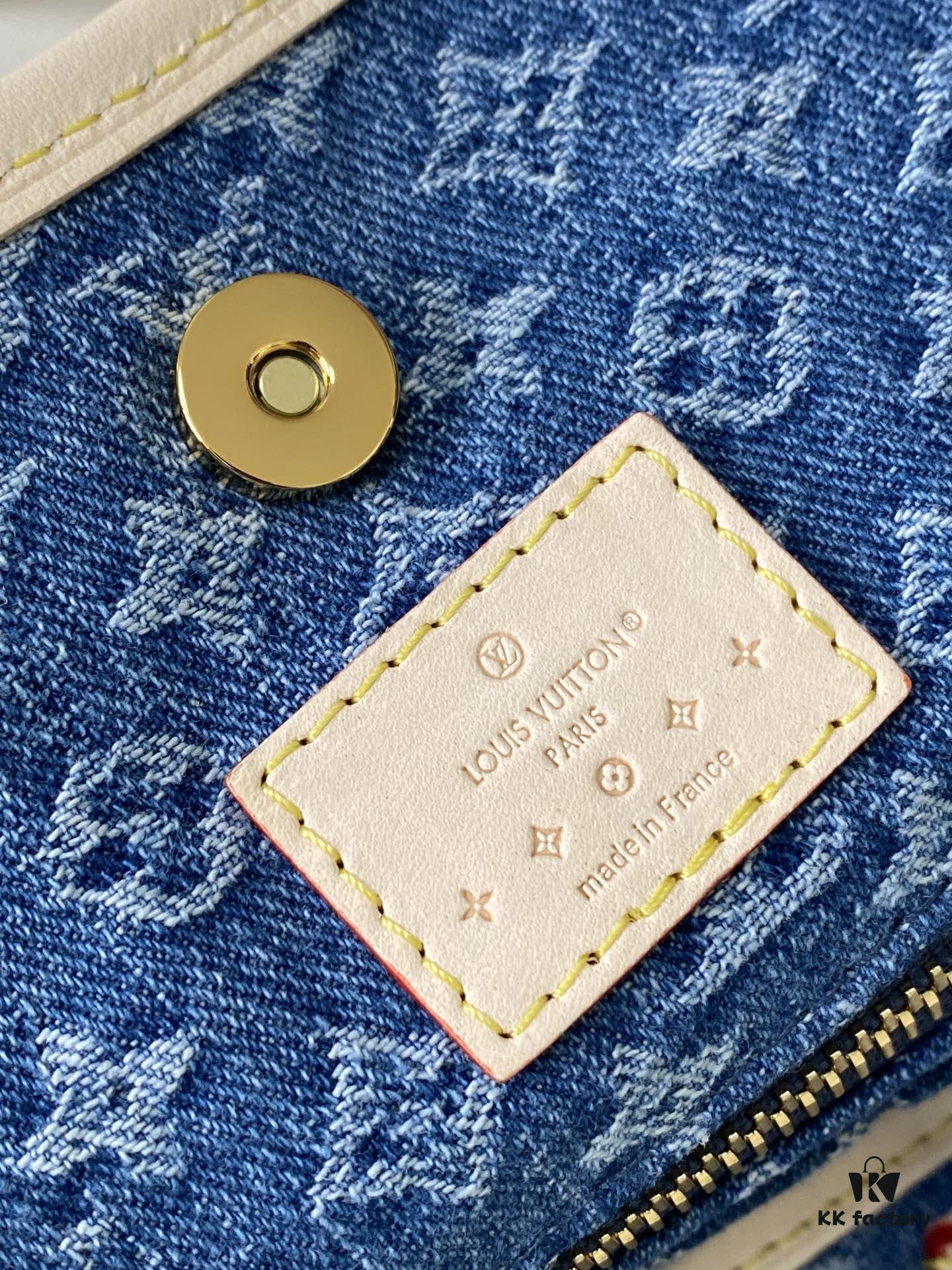 693077d76e68136f4d9a681d Louis Vuitton M46855 Blue Denim Shopping Bag Series M46197 CarryAll Medium Handbag