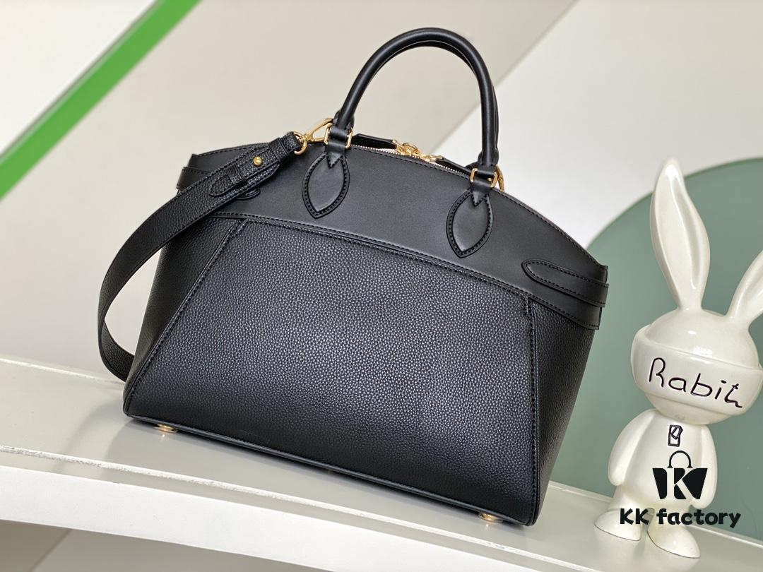 693077db6e68136f4d9a6824 M22914 Black Lock It MM Bag in Refined Taurillon Leather with Gold-Tone Hardware