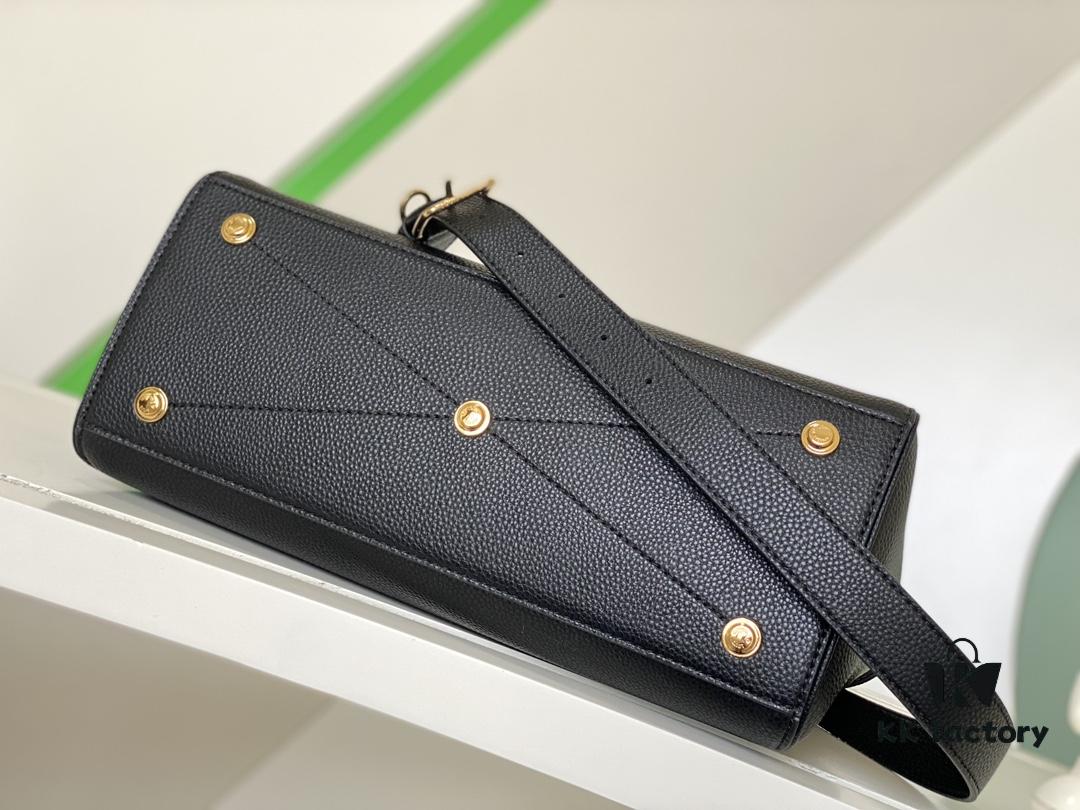 693077dc6e68136f4d9a6826 M22914 Black Lock It MM Bag in Refined Taurillon Leather with Gold-Tone Hardware