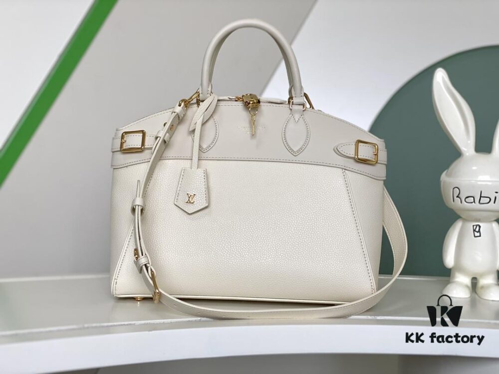 693077e56e68136f4d9a683c M23061 White Lock It MM Bag in Refined Taurillon Leather