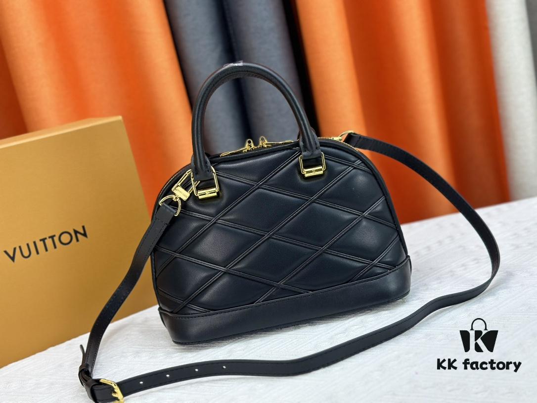 6930781a6e68136f4d9a68ab Model: M23666 Shell Bag 💋💋 This Alma BB Handbag Draws Inspiration from the Diamond-Quilted Lining of Louis Vuitton's Rigid Trunks