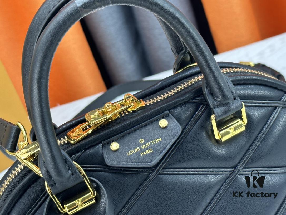 6930781b6e68136f4d9a68ac Model: M23666 Shell Bag 💋💋 This Alma BB Handbag Draws Inspiration from the Diamond-Quilted Lining of Louis Vuitton's Rigid Trunks