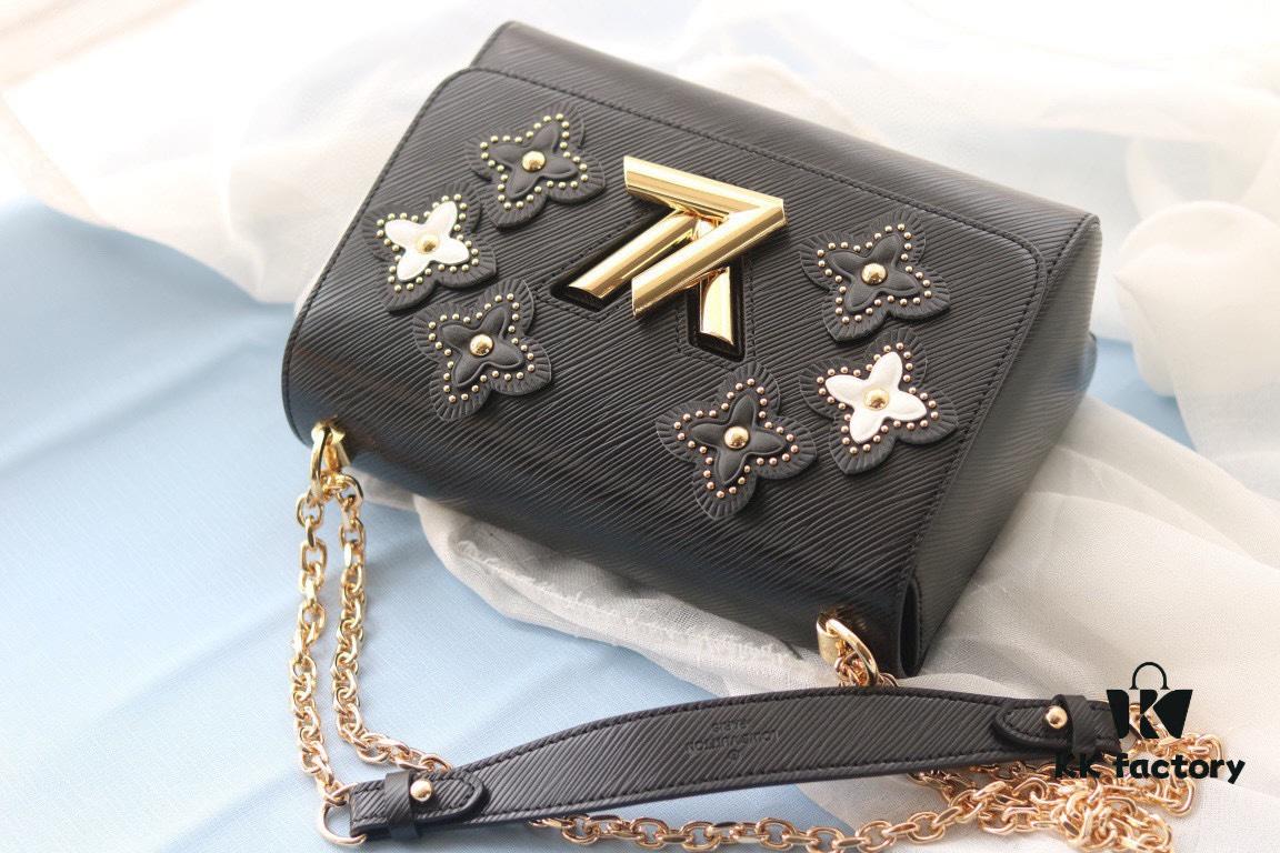 LV Latest Hot Sale Twist Denim Medium Handbag - Flower Tinsel Collection