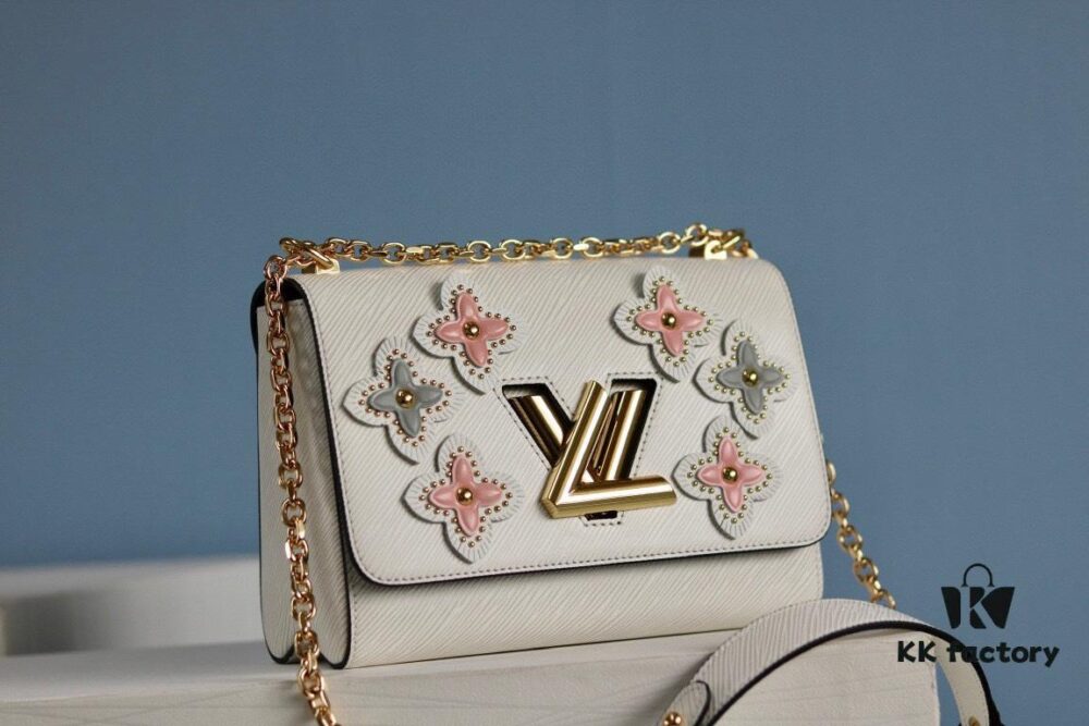 LV Latest and Hottest Twist Denim Medium Bag - Flower Tinsel Collection, High-End Quality with Embellished Monogram Flowers