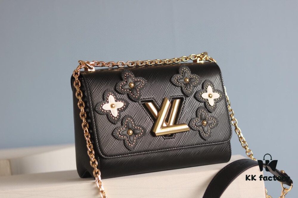 LV Latest Hot Sale Twist Denim Medium Handbag - Flower Tinsel Collection