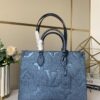 6930785f6e68136f4d9a6951 Top-Grade Full-Grain Leather, Exclusive Real Photo - M45595 Pearl Blue Full Leather Matelassé By The Pool Capsule Collection OnTheGo Medium Tote Bag