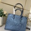 693078606e68136f4d9a6953 Top-Grade Full-Grain Leather, Exclusive Real Photo - M45595 Pearl Blue Full Leather Matelassé By The Pool Capsule Collection OnTheGo Medium Tote Bag