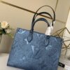 693078616e68136f4d9a6956 Top-Grade Full-Grain Leather, Exclusive Real Photo - M45595 Pearl Blue Full Leather Matelassé By The Pool Capsule Collection OnTheGo Medium Tote Bag
