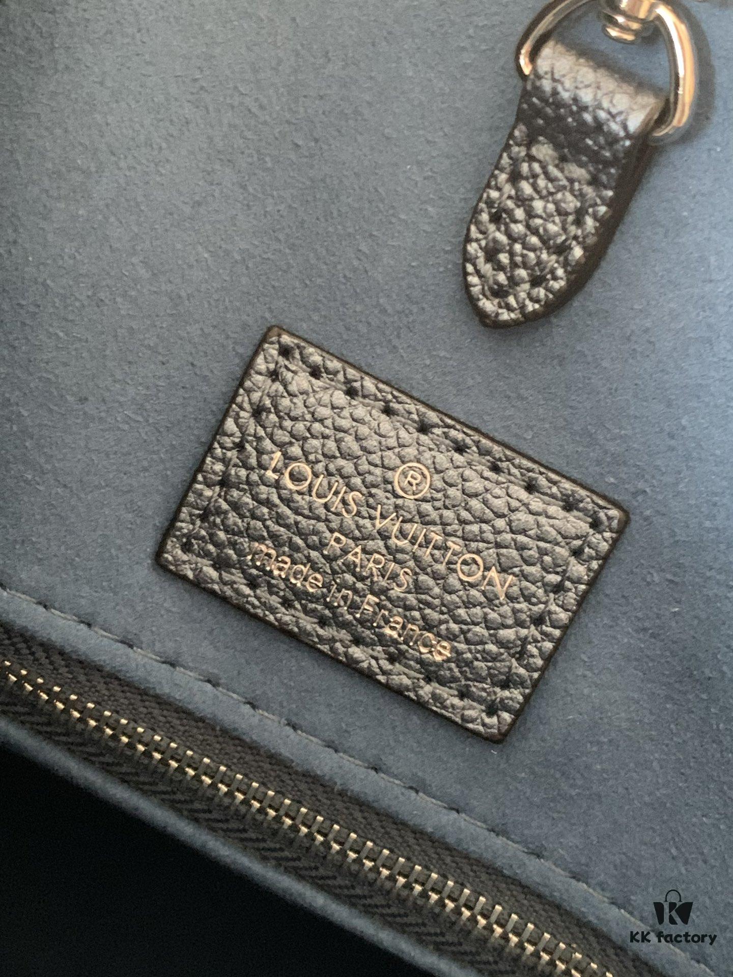 693078646e68136f4d9a695a Top-Grade Full-Grain Leather, Exclusive Real Photo - M45595 Pearl Blue Full Leather Matelassé By The Pool Capsule Collection OnTheGo Medium Tote Bag