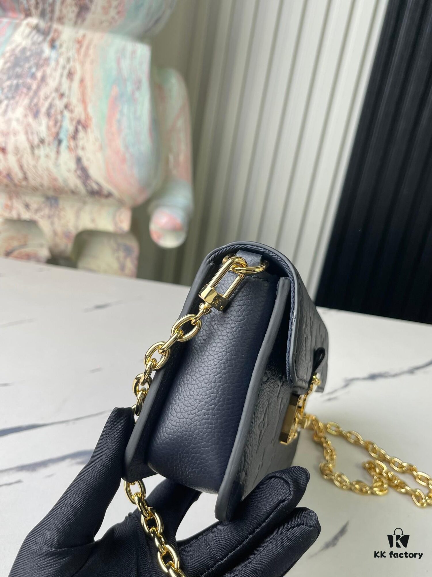 693078666e68136f4d9a695d Top-tier Original Stock, Exclusive Real Photos: M82836 Blue Full Leather Embossed Wallet On Chain Metis Chain Bag