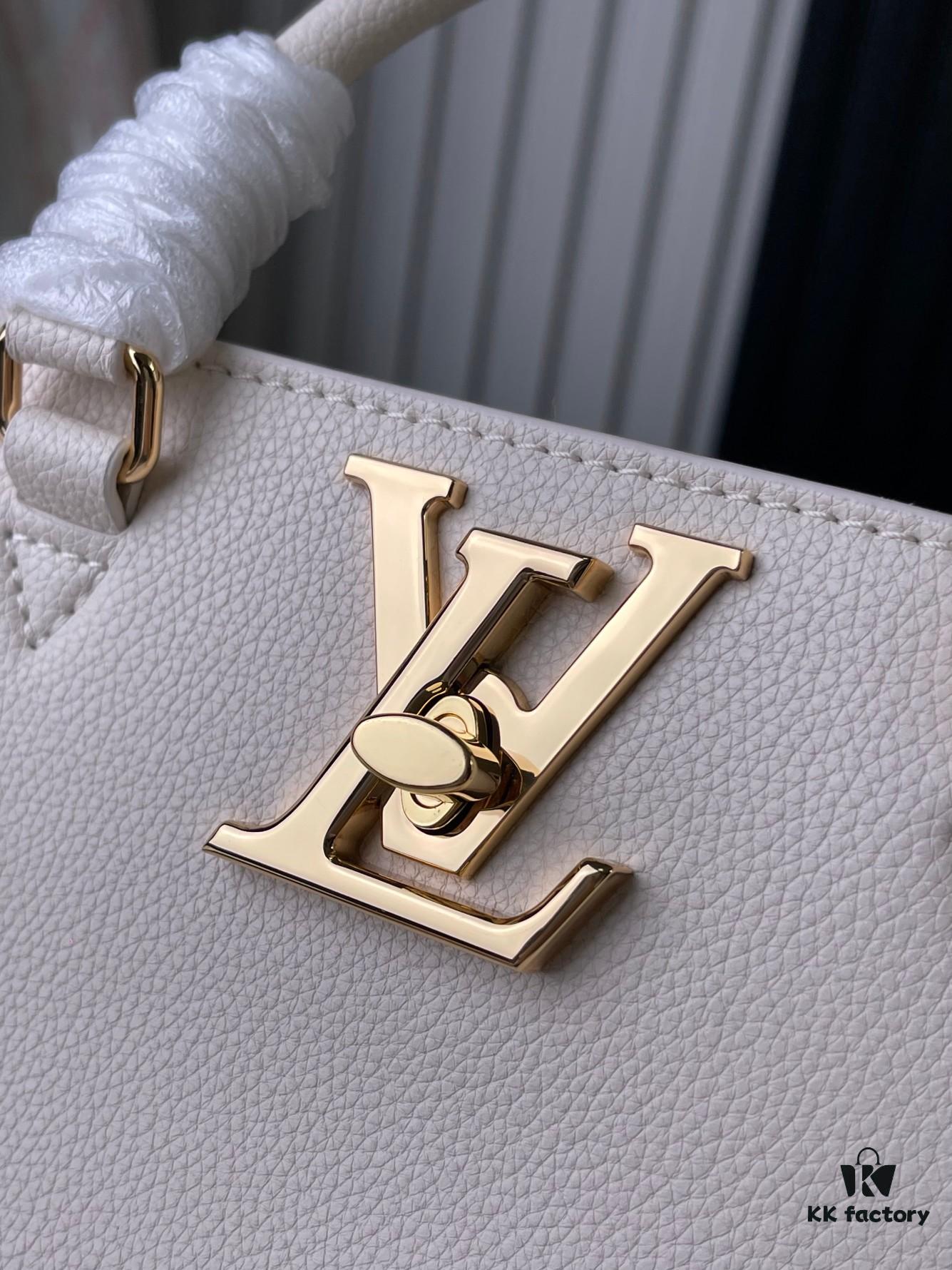 693078936e68136f4d9a69af Top-tier Original Order, Exclusive Real Photos: M23637 White Full Leather Square Bag Series Lock & Go Handbag M22311